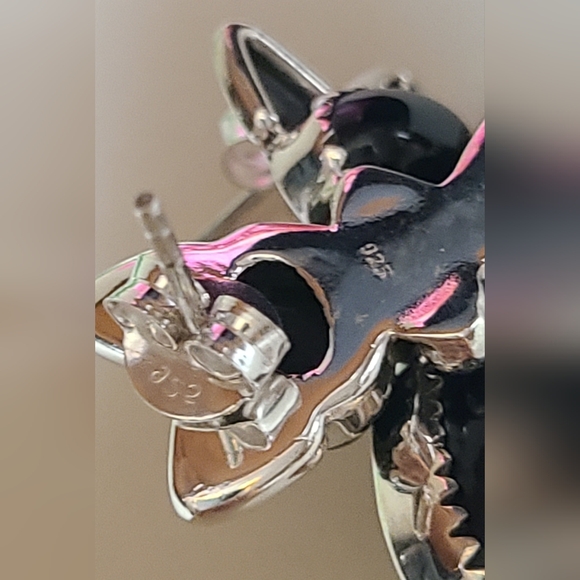 S925 Black Onyx Cat Earrings - Picture 6 of 8